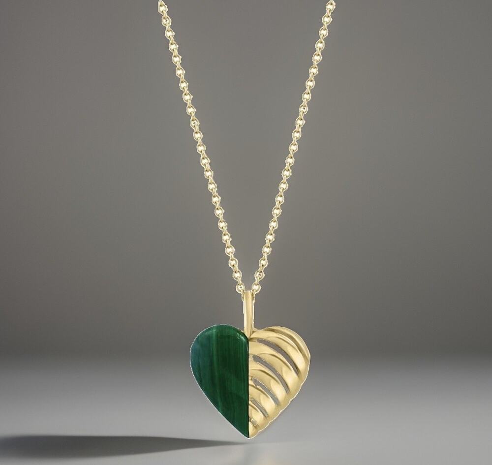 NEW! EFFY 14K GOLD AND MALACHITE HEART NECKLACE / MSRP $1,050/ A Great Gift !
